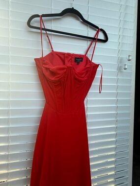 Bardot Red Strapless Corset Maxi Dress